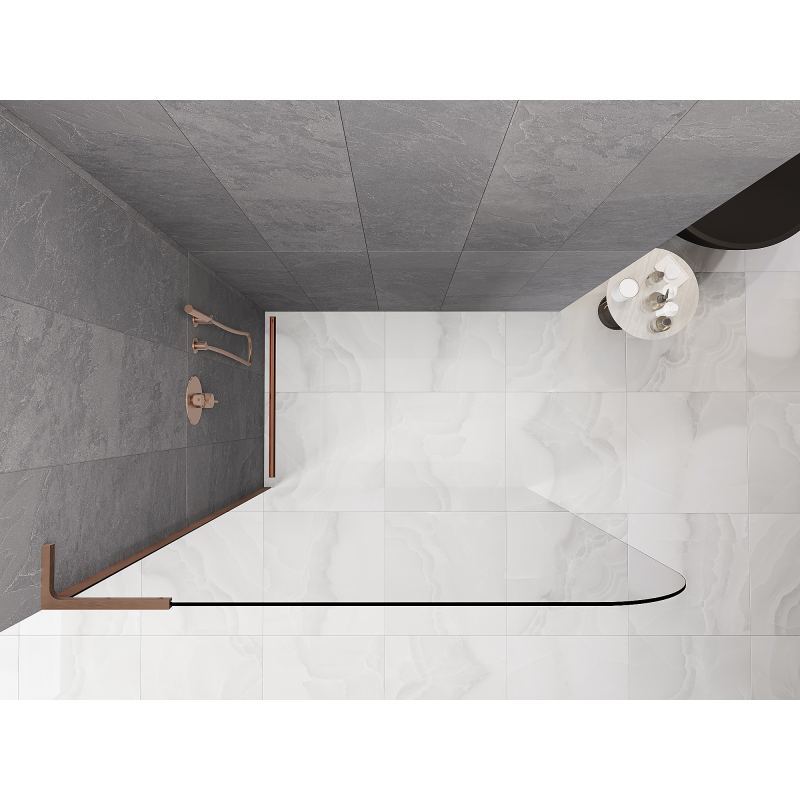 Mexen Kioto-P L Duschwand Walk-in 100 x 200 cm, transparent 8 mm, gebürstetes Kupfer - 800-100-103-65-00-P