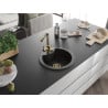 Mexen Diego Granitspüle 1-becken mit Küchenarmatur Duero, schwarz/gold metallic - 6512-75-671600-50