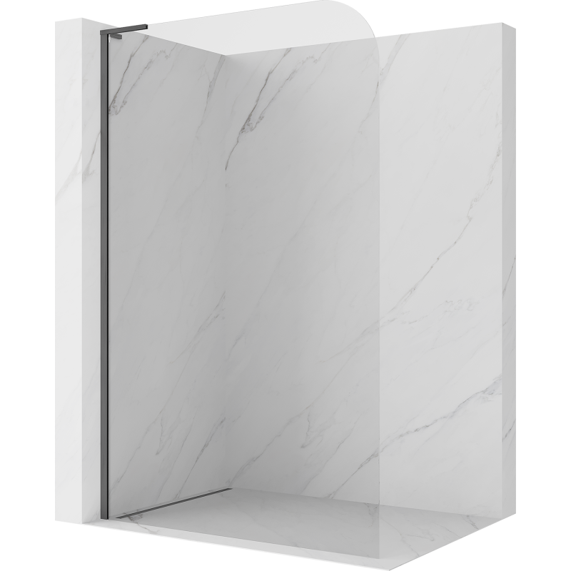 Mexen Kioto-P L Duschrückwand Walk-in 80 x 200 cm, transparent 8 mm, gebürstet in Kanonengrau - 800-080-103-66-00-P