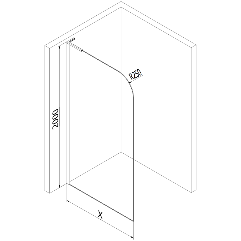 Mexen Kioto-P L Duschwand Walk-in 90 x 200 cm, transparent 8 mm, gebürstetes Gun Gray - 800-090-103-66-00-P