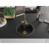 Mexen Diego Granitspüle 1-becken mit Küchenarmatur Duero, schwarz/gold metallic - 6512-75-671600-50