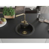 Mexen Diego Granitspüle einteilig mit Küchenarmatur Duero, schwarz/gold metallic - 6512-75-671600-50