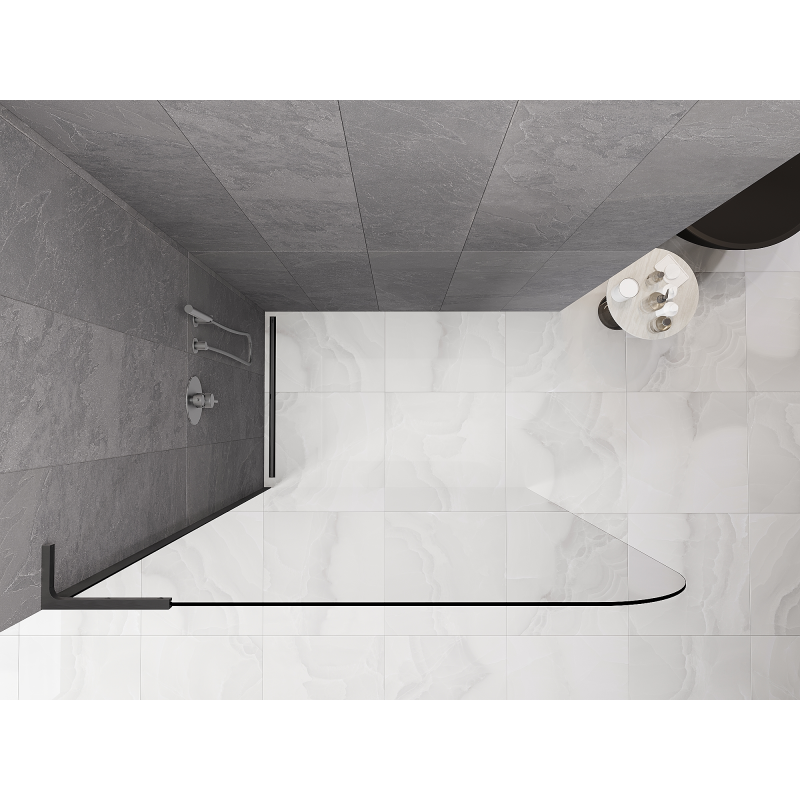 Mexen Kioto-P L Duschwand Walk-in 90 x 200 cm, transparent 8 mm, gebürstetes Gun Gray - 800-090-103-66-00-P