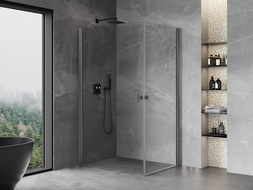 Mexen Mist-B Duo Duschkabine schwenkbar 85 x 70 cm, transparent, gebürstetes Gun Gray - 8A2-085-070-66-00
