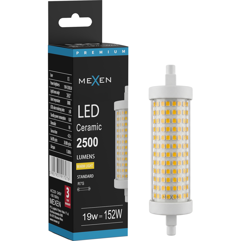 Mexen Vega LED-Glühbirne R7S, 19W, Warm - 3000K, 2500 lm - L126-R7S-1930-02