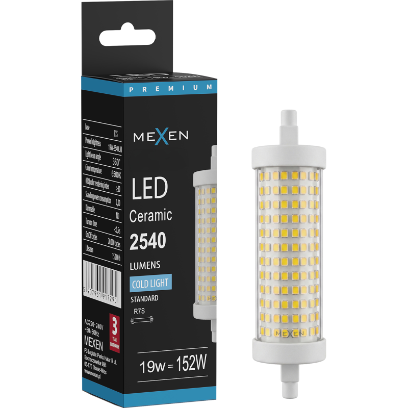 Mexen Vega LED-Birne R7S, 19W, Kalt - 6500K, 2540 lm - L126-R7S-1965-02