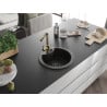 Mexen Diego Granitspüle 1-beckig mit Küchenarmatur Duero, schwarz/gold metallic - 6512-75-671600-50-B