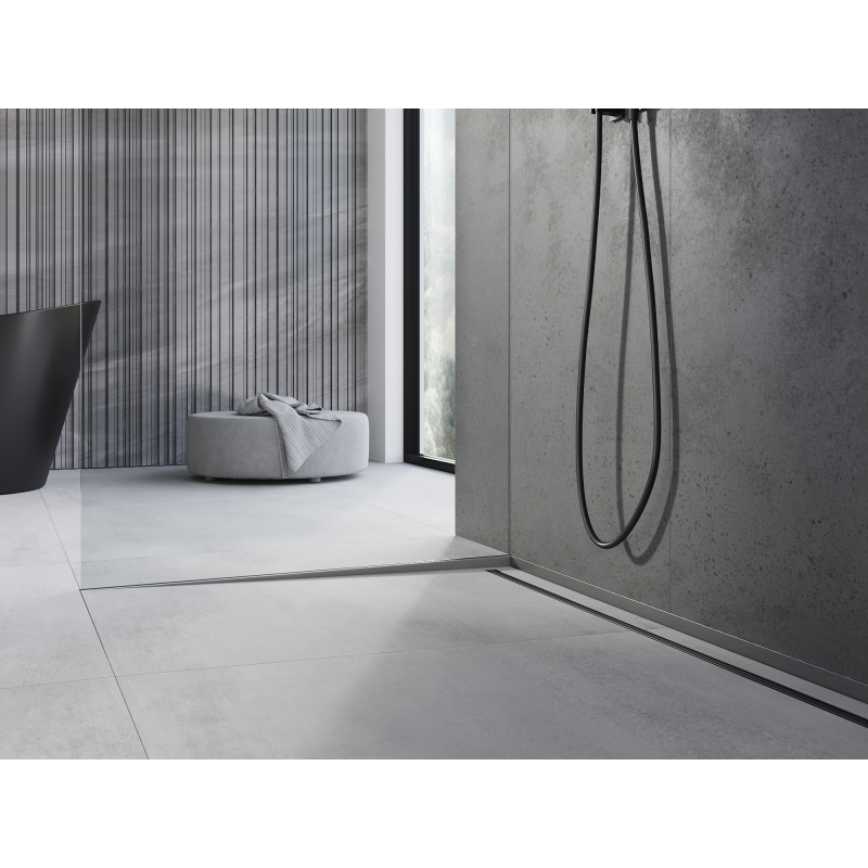 Mexen Line-B Abfallprofil für Glas 180 cm links, gebürstet Gun Gray - 186604180L