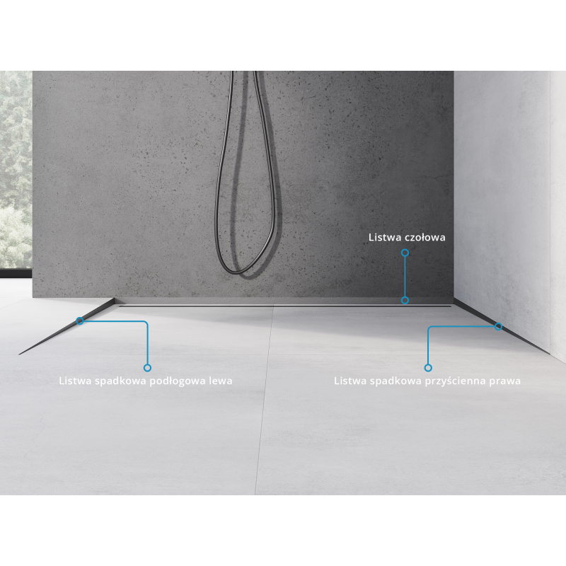 Mexen Line-B Bodenabfallleiste 120 cm links, gun gray gebürstet - 186601120L