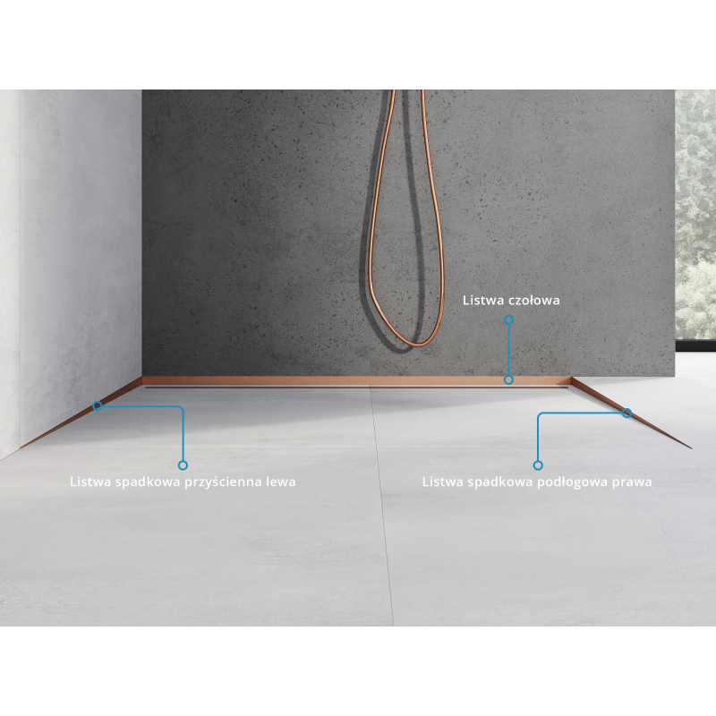 Mexen Line-B Bodenabfallleiste 180 cm rechts, gebürstetes Kupfer - 186501180R