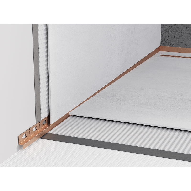 Mexen Line-B Wandabschlussschiene 180 cm links, gebürstetes Kupfer - 186502180L