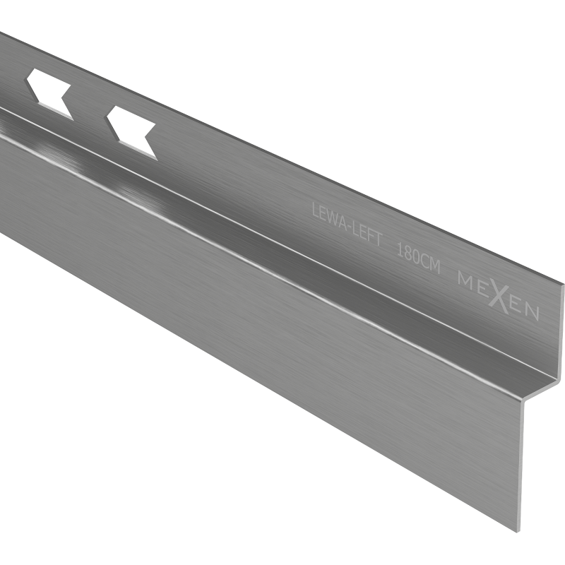 Mexen Line-B wandseitige Gefälleleiste 180 cm links, gebürstetes Gun Gray - 186602180L