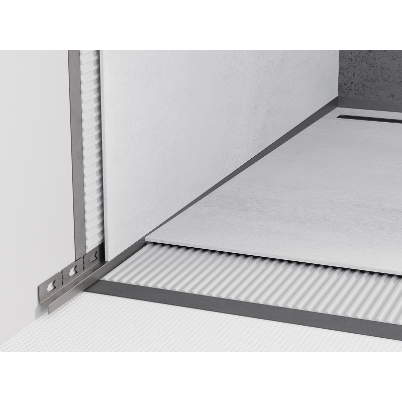 Mexen Line-B wandseitige Gefälleleiste 180 cm links, gebürstetes Gun Gray - 186602180L