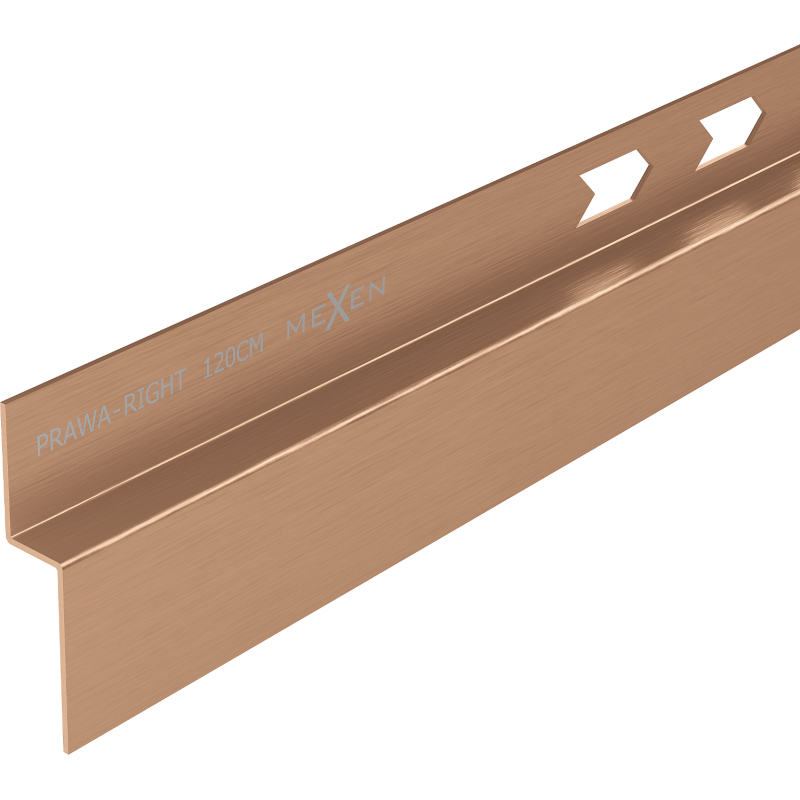 Mexen Line-B Wandnahe Gefällleiste 120 cm rechts, gebürstetes Kupfer - 186502120R