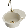 Mexen Kevin Granitspüle 1-Becken mit Abtropffläche und Küchenarmatur Telma, beige - 6517-69-670200-50