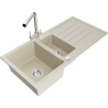 Mexen Andres Granitspüle 1,5-Becken mit Abtropffläche und Küchenarmatur Duero, beige - 6515-69-671600-00