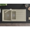 Mexen Andres Granitspüle 1,5-beckig mit Abtropffläche und Küchenarmatur Duero, beige - 6515-69-671600-69