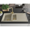 Mexen Andres granitspüle 1,5-becken mit abtropffläche und küchenarmatur Duero, beige - 6515-69-671600-50