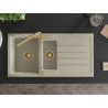 Mexen Andres Granitspüle 1,5-becken mit Abtropfbereich und Küchenarmatur Duero, beige - 6515-69-671600-50