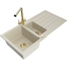 Mexen Andres Granitspüle 1,5-becken mit Abtropfbereich und Küchenarmatur Duero, beige - 6515-69-671600-50