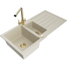 Mexen Andres granitspüle 1,5-becken mit abtropffläche und küchenarmatur Duero, beige - 6515-69-671600-50