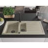 Mexen Andres Granitspüle 1,5-Becken mit Abtropffläche und Küchenarmatur Duero, beige - 6515-69-671600-70