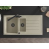 Mexen Andres Granitspüle 1,5-Becken mit Abtropffläche und Küchenarmatur Duero, beige - 6515-69-671600-70