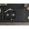 Mexen Andres Granitspüle 1,5-becken mit Abtropffläche und Küchenarmatur Duero, schwarz/silber - 6515-73-671600-00