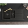 Mexen Andres Granitspüle 1,5-fach mit Abtropffläche und Küchenarmatur Duero, schwarz/gold - 6515-75-671600-50-B