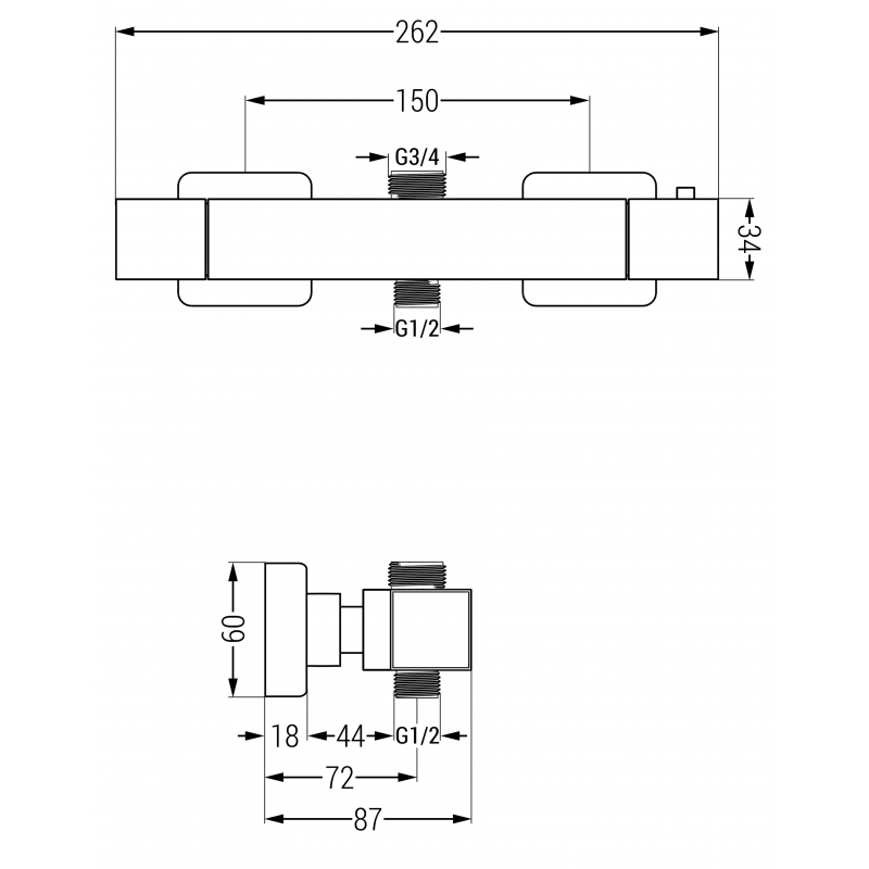 Mexen Cube thermostatische Duscharmatur, Graphit - 77250-66