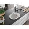 Mexen Kevin Einzelbecken Granitspüle mit Abtropffläche und Küchenarmatur Duero, weiß - 6517-20-671600-20