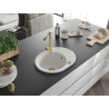 Mexen Kevin Granitspüle 1-Becken mit Abtropffläche und Küchenarmatur Duero, weiß - 6517-20-671600-50