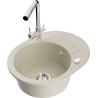 Mexen Kevin Granitspüle 1-Becken mit Abtropffläche und Küchenarmatur Duero, beige - 6517-69-671600-00