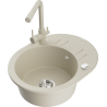 Mexen Kevin Granitspüle 1-Becken mit Abtropffläche und Küchenarmatur Duero, beige - 6517-69-671600-69