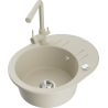Mexen Kevin Granitspüle 1-beckig mit Abtropffläche und Küchenarmatur Duero, beige - 6517-69-671600-69