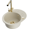 Mexen Kevin Granitspüle 1-Becken mit Abtropffläche und Küchenarmatur Duero, beige - 6517-69-671600-50