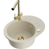 Mexen Kevin Granitspüle 1-beckig mit Abtropffläche und Küchenarmatur Duero, beige - 6517-69-671600-50