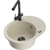 Mexen Kevin Granitspüle 1-Becken mit Abtropffläche und Küchenarmatur Duero, beige - 6517-69-671600-70