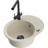 Mexen Kevin Granitspüle 1-beckig mit Abtropffläche und Küchenarmatur Duero, beige - 6517-69-671600-70