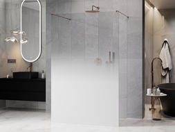 Mexen Kioto freistehende Duschwand 140 x 200 cm, Ombre Weiß 8 mm, Roségold - 800-140-002-60-86