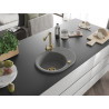 Mexen Kevin Granitspüle 1-becken mit Abtropffläche und Küchenarmatur Duero, grau - 6517-71-671600-50