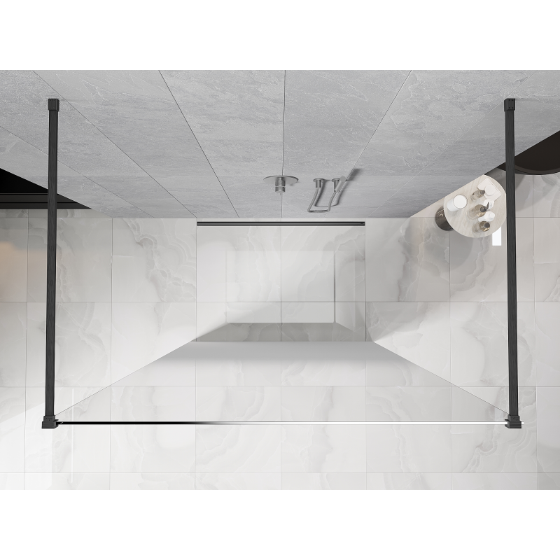 Mexen Kioto Freistehende Duschwand 140 x 200 cm, weißer Ombre 8 mm, gebürstetes Gun Gray - 800-140-002-66-86
