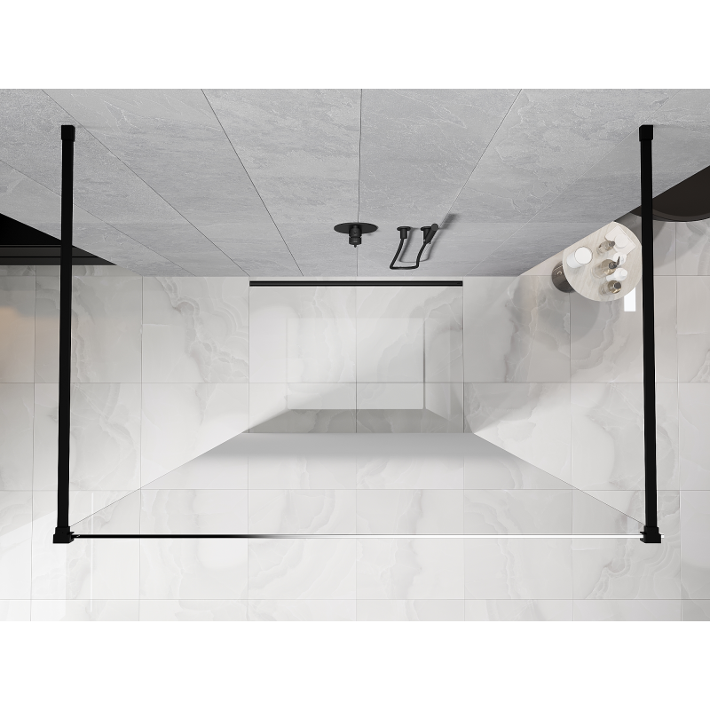 Mexen Kioto Freistehende Duschwand 120 x 200 cm, Ombre Weiß 8 mm, Schwarz - 800-120-002-70-86