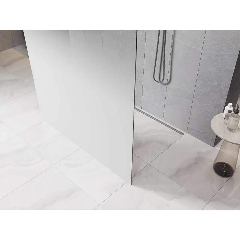 Mexen Kioto Freistehende Duschwand 140 x 200 cm, Ombre Weiß 8 mm, Gun Metal - 800-140-002-95-86