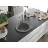 Mexen Kevin Granitspüle 1-becken mit Abtropffläche und Küchenarmatur Duero, grau - 6517-71-671600-71