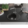 Mexen Kevin Granitspüle 1-Becken mit Abtropffläche und Küchenarmatur Duero, schwarz/goldenes Metallic - 6517-75-671600-00