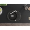 Mexen Kevin Granitspüle 1-Becken mit Abtropffläche und Küchenarmatur Duero, schwarz/goldenes Metallic - 6517-75-671600-00