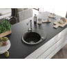 Mexen Kevin Granitspüle 1-Becken mit Abtropffläche und Küchenarmatur Duero, schwarz/goldenes Metallic - 6517-75-671600-00