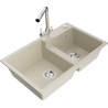 Mexen Tomas Granitspüle 2-Kammern mit Küchenarmatur Duero, beige - 6516-69-671600-00