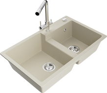 Mexen Tomas Granitspüle 2-Kammern mit Küchenarmatur Duero, beige - 6516-69-671600-00